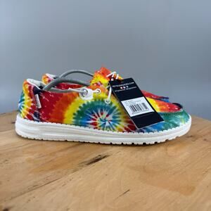 Hey Dude Wendy Womens Size 10 Shoes Mandala Rainbow Tie Dye Slip On Comfort